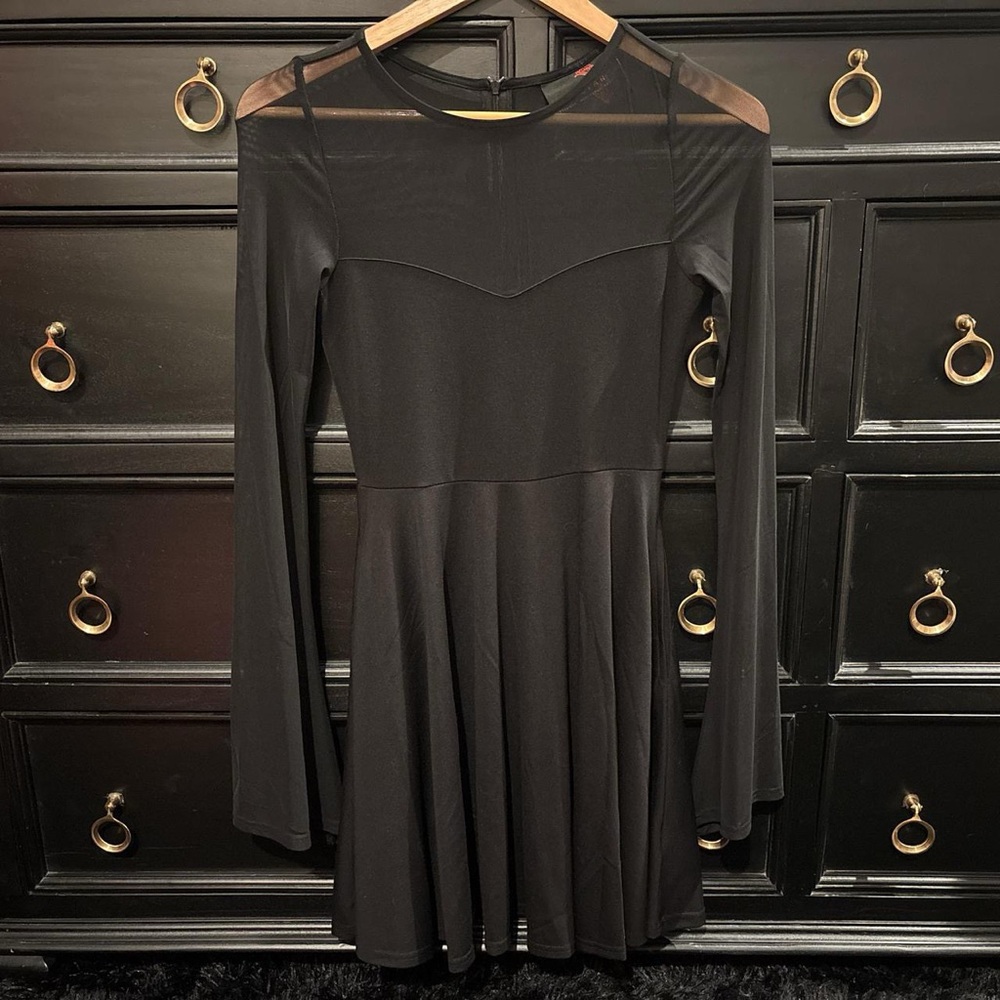 Killstar Black Bell Sleeve Fit and Flare Dress